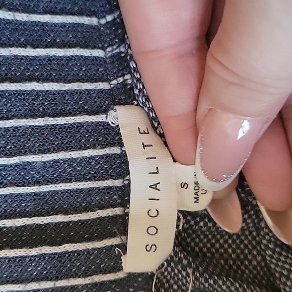 Socialite Navy Blue And White Wide Legged Striped Lounge Pants Size Small - Picture 2 of 6